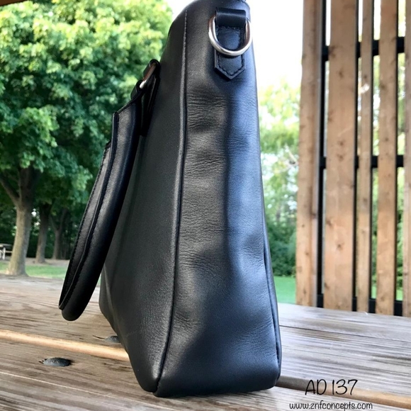 Leather Tote, Black Leather Tote - Picture 5 of 8